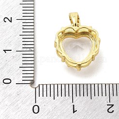 真鍮製ガラスチャーム  ハートチャーム  ラックめっき  長持ちメッキ  鉛フリー＆カドミウムフリー  多面カット  18KGP本金メッキ  透明  14.5x13.5x6.5mm  穴：2x3.5mm&nbsp;KK-L228-02G-02