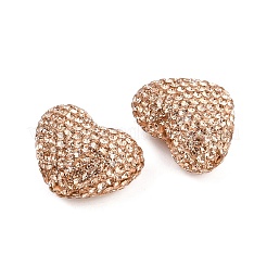 ハート型ポリマー粘土ラインストーンビーズ  DIY携帯チャーム  ペンとジュエリー作り用品  lt.col.topaz  18.5x24x13mm  穴：1.6mm&nbsp;CLAY-NH0002-02F