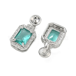 真鍮製マイクロパヴェキュービックジルコニアペンダントセッティング  長方形  プラチナ  20x10x9.5mm  穴：4x2.5mm  トレイ：4mm&nbsp;KK-C172-23P