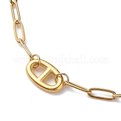 304 Stainless Steel Oval Link Bracelet and Necklace with Paperclip Chains&nbsp;SJEW-JS01254