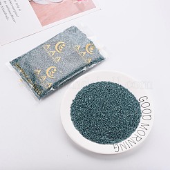 ガラスシリンダービーズ  シードビーズ  メタリックカラー  焼き付け塗料  丸い穴  ティール  1.5~2x1~2mm  穴：0.8mm  約8000個/袋  約1ポンド/バッグ&nbsp;SEED-S047-B-007