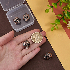 真鍮製ヨーロピアンビーズ4個  大穴ビーズ  クロスとスカル  赤銅鉱  18x16x10.5mm  穴：4.5mm&nbsp;KK-OC0001-79R