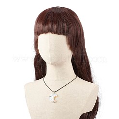 オパライト 三日月 ペンダント ネックレス  女性用ワックスコード付き真鍮ラップジェムストーンネックレス  17.40インチ（44.2cm）&nbsp;NJEW-TA00032-01