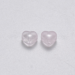 模造ヒスイのガラスビーズ  ハート  パールピンク  6x6x4mm  穴：0.7mm&nbsp;GLAA-R211-02-A01