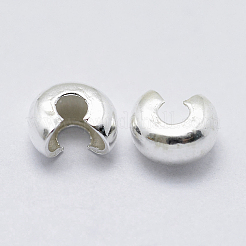 スターリングシルバー製クリンプビーズカバー925個  銀  4mm&nbsp;STER-G027-27S-4mm