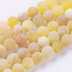 天然石風化瑪瑙ビーズ連売り  染め  艶消し  ラウンド  オレンジ  6mm  穴：1mm  約64個/連  13インチ&nbsp;X-G-G589-8mm-02
