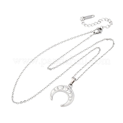 Double Horn 304 Stainless Steel Pendant Necklaces&nbsp;NJEW-M096-09P