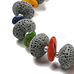 貝殻で染めた溶岩  プラスチックパールビーズネックレス  濃いグレー  1.65~2.80インチ（4.2~7.1cm）&nbsp;NJEW-Z031-01D