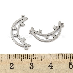 変色しにくい304ステンレススチールコネクタチャーム  スターとムーン  ステンレス鋼色  18.5x9.5x1mm  穴：1mm&nbsp;STAS-P344-09P