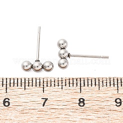 Tarnish Resistant 201 Stainless Steel Beaded Horizontal Bar Stud Earrings with 316 Stainless Steel Pin for Women&nbsp;X-STAS-K238-01P