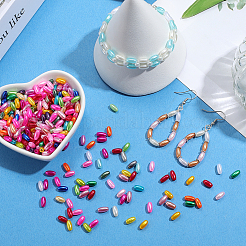 120g ABSプラスチック模造真珠ビーズ  オーバル  ミックスカラー  7.5x4mm  穴：1.6mm  120 G /セッティング&nbsp;FIND-SC0016-10