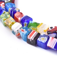 Cube Handmade Millefiori Glass Beads&nbsp;LK-R004-70