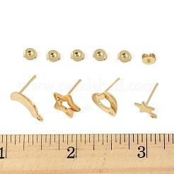 16個 4スタイル 304ステンレススチールスタッドピアス金具  16個のイヤーナット付き  ゴールドカラー  10~14.5x8~11.5x0.8mm  穴：1.4~1.6mm  ピン：0.7~0.8mm&nbsp;STAS-FS0001-85G