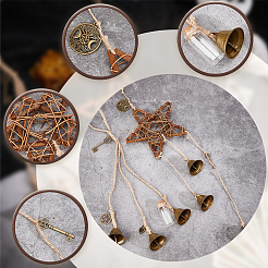 2Pcs 2 Styles Rattan & Iron Witch Bells Wind Chimes Door Hanging Pendant Decoration&nbsp;WICR-CN0001-01