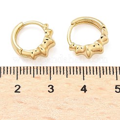 真鍮製フープピアス  ラックめっき  鉛フリー＆カドミウムフリー  長持ちメッキ  折りたたみチャーム  18KGP本金メッキ  14x6mm&nbsp;EJEW-Z102-24G