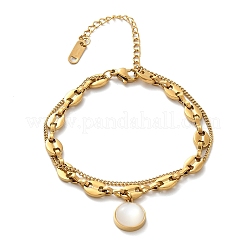 304 Stainless Steel Coffee Bean & Cable Cahin Charm Bracelets for Women&nbsp;BJEW-U024-01G