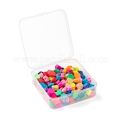 150個3スタイルの手作りポリマークレイビーズ  フラワー＆ハート  ミックスカラー  9~10x9~10x4~5.5mm  穴：1.2~1.5mm  50個/スタイル  3スタイル  150個/箱&nbsp;CLAY-LS0001-07