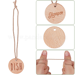 4Sets 2 Styles Flat Round Wooden Hanging Label for Body Wash&nbsp;DIY-GF0013-28