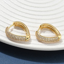 ブラスマイクロパヴェクリアキュービックジルコニアフープピアス  ハート  18KGP本金メッキ  21.5x19.5x5mm&nbsp;EJEW-C182-07F-G