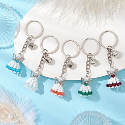 Glass Seed & Plastic Pearl & Alloy Keychain&nbsp;KEYC-MZ00025