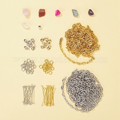 DIY Natural Mixed Stone Beads Strands and Round Plating Acrylic Beads&nbsp;DIY-FS0001-16