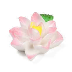 不透明樹脂の花のカボション  蓮  ピンク  24x28x10mm&nbsp;RESI-R463-02B