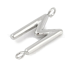 304ステンレススチールレターコネクタチャーム  ステンレス鋼色  文字m  12x5.5x2mm  穴：1.2mm&nbsp;STAS-M108-01P-13