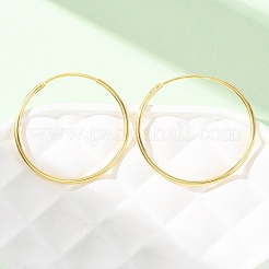 925スターリングシルバーハギーフープピアス  リング  ゴールドカラー  25x1.2mm  ピン：0.6mm&nbsp;EJEW-C179-05C-G