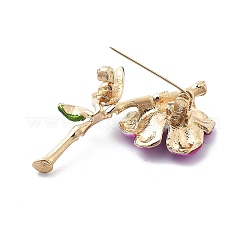 合金エナメルのブローチ  ラインストーン付き  花  ゴールドカラー  51x33mm&nbsp;JEWB-C037-34G