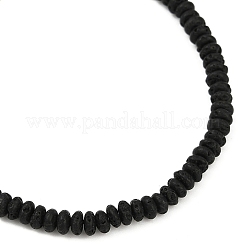 Natural Lava Rock Rondelle & Synthetic Turquoise Cross Beads Stretch Bracelets for Men&nbsp;BJEW-JB12054-02