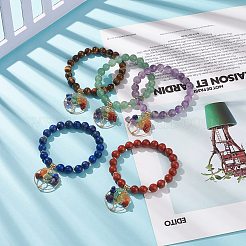 5Pcs 5 Style Natural Mixed Gemstone Stretch Bracelets Set&nbsp;BJEW-JB08748