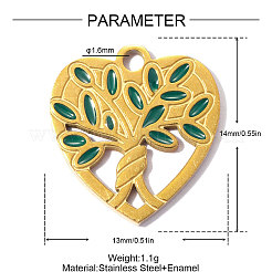 304 Stainless Steel with Green Enamel Charms&nbsp;SA-OY001-83G