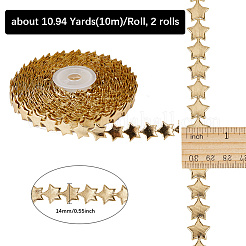 布製スターレーストリム2ロール  装飾レースリボン  ゴールド  1/2インチ（14mm）  約10.94ヤード（10m）/ロール&nbsp;STIC-GF0001-37B