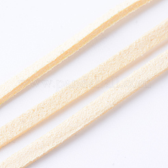 スエード調コード  フェイクレース  レモンシフォン  4x1.5mm  約5.46ヤード（5m）/ロール  25のロール/袋&nbsp;LW-R003-4mm-1124