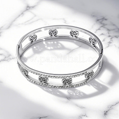 304 Stainless Steel and Crystal Rhinestone Hinged Bangles for Women&nbsp;FS-WG5D899-02