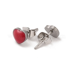 3 Pairs 3 Colors 304 Stainless Steel Enamel Heart Stud Earrings for Women&nbsp;EJEW-K279-01P