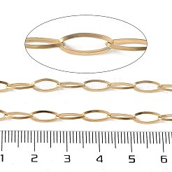 304ステンレススチールリンクチェーン  ハンダ付け  スプールで  イオンプレーティング（ip）  馬の目  18KGP本金メッキ  9x4x0.8mm  約32.81フィート（10m）/ロール&nbsp;CHS-L030-06G