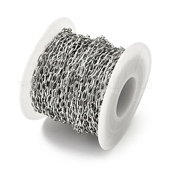 304ステンレススチールアズキチェーン  ハンダ付け  スプールで  ステンレス鋼色  5.5x3x1mm&nbsp;CHS-K017-07P