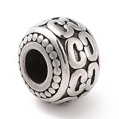 304ステンレススチールヨーロピアンビーズ  大穴ビーズ  ドラム  アンティークシルバー  8.5x12mm  穴：5mm&nbsp;STAS-M301-15AS