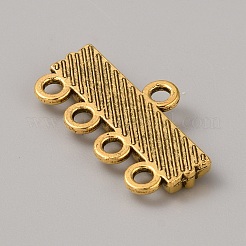 チベット風合金シャンデリアコネクターパーツ  花コネクタ付き長方形  アンティーク黄金  11x20x2.5mm  穴：1.6mm  約335個/袋&nbsp;FIND-WH0126-415AG