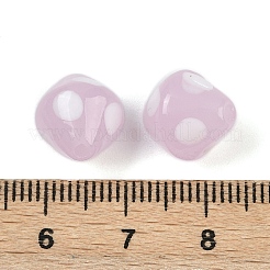 手作りランプワークビーズ  水玉模様の双円錐  ピンク  12.5~13x11mm  穴：1.8mm&nbsp;LAMP-H069-02A