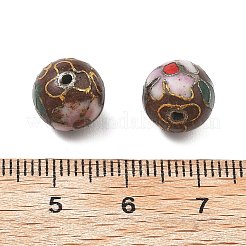 手作り七宝ビーズ  ラウンド  ココナッツブラウン  10mm  穴：1.2mm&nbsp;CLB-O001-M09-03
