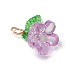アクリルチャーム  金色の銅線付き  花  ミックスカラー  13.5x13x10.5mm  穴：3.5mm&nbsp;PALLOY-JF03079