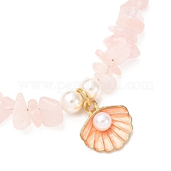 Natural Rose Quartz Chips & Starfish Synthetic Turquoise & Shell Pearl Beads Bracelets&nbsp;BJEW-JB12413-02