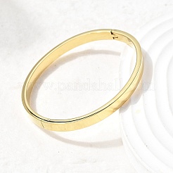 201ステンレススチールプレーンバングル  女性用ヒンジ付きバングル  ゴールドカラー  1/4インチ（0.5cm）  内径：2-1/8x1-7/8インチ（5.4x4.7cm）&nbsp;BJEW-Z151-03G-02