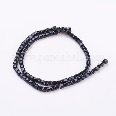 ガラスビーズ連売り  多面カット  キューブ  ブラック  4~5x4~5x4~5mm  穴：1mm  98~100個/連  40~43cm&nbsp;GLAA-R041-4x4mm-20-1
