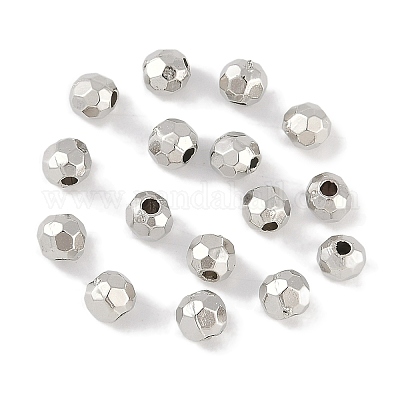 CCBプラスチックビーズ  ラウンド  多面カット  4x3.5mm  穴：1.4mm&nbsp;ALUM-U001-01B-01-1