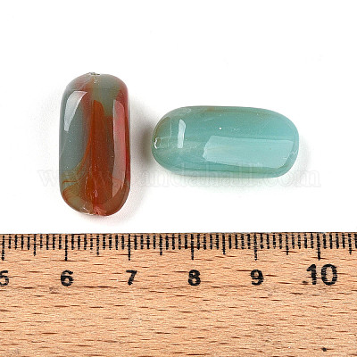 透明なアクリルビーズ  長方形  ツートン  ミディアムターコイズ  23~23.5x11x9.2mm  穴：1.6mm  約11個/20g&nbsp;X1-TACR-T028-36A-1