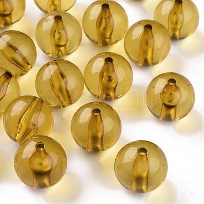 透明なアクリルビーズ  ラウンド  ゴールデンロッド  20x19mm  穴：3mm  約111個/500g&nbsp;MACR-S370-A20mm-737-1