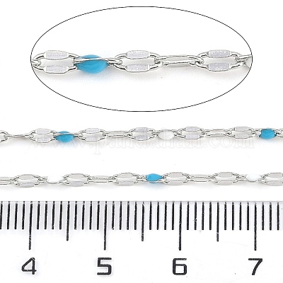 真鍮をあしらったチェーン  エナメル  スプールで  はんだ付け鉛フリー、カドミウムフリー  プラチナ  ミックスカラー  4x2x0.2mm&nbsp;AJEW-Q153-03P-11-1